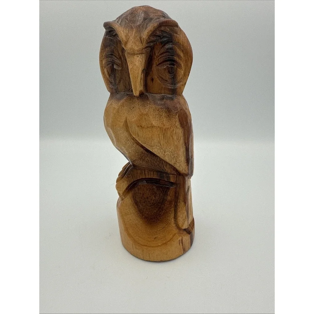 Unique Hand Carved Wooden Owl 6.5